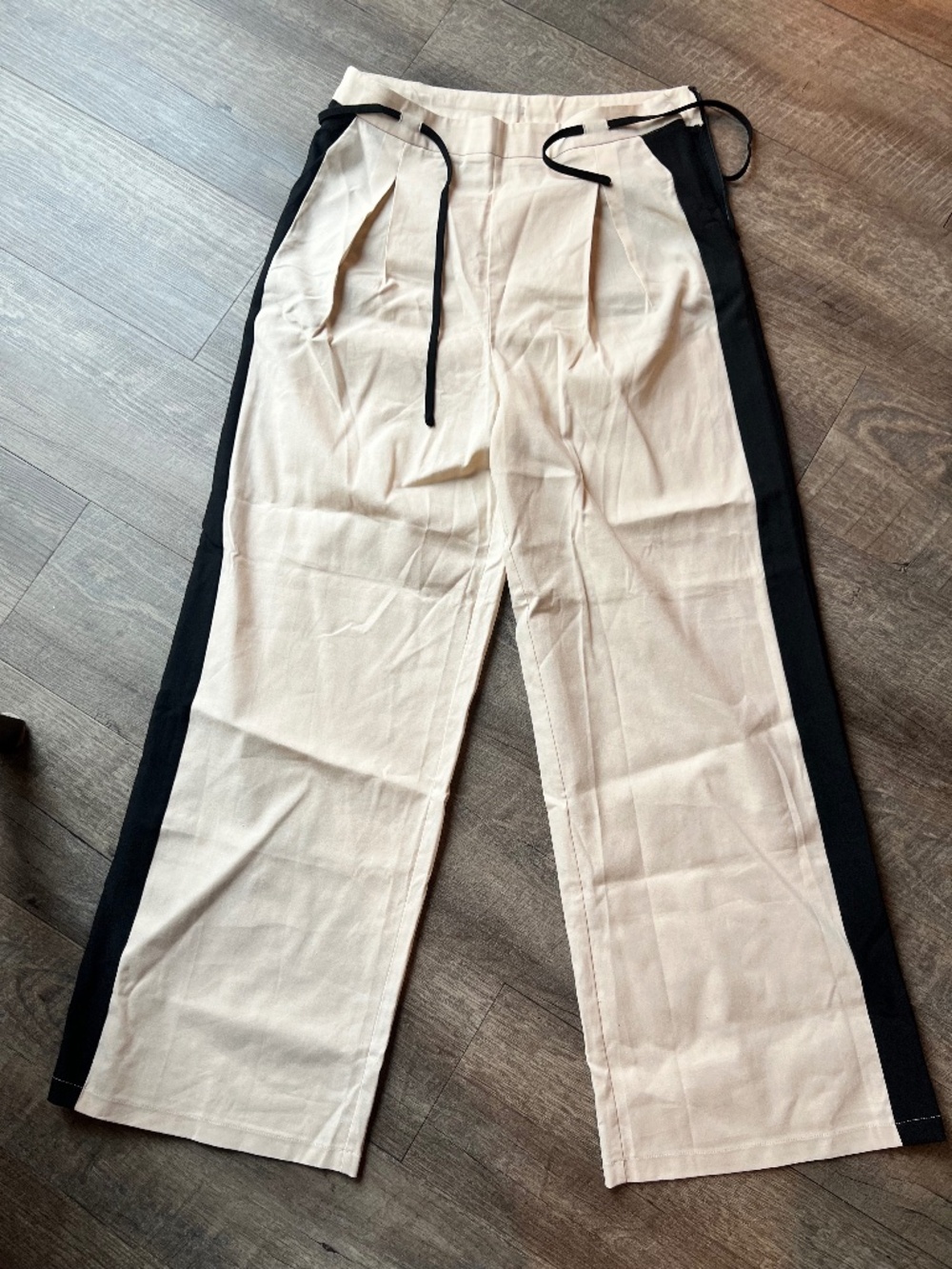 ASOS Reclaimed Vintage Pants, Cream/Black Striped, Size 10